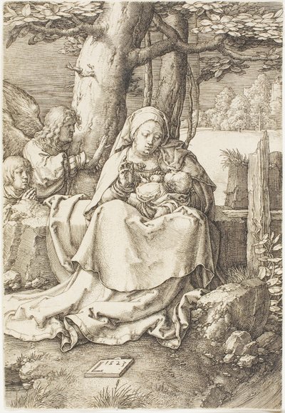 Panna a dítě se dvěma anděly od Lucas van Leyden