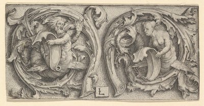 Triton a Siren v Tendrils, ca. 1510. od Lucas van Leyden