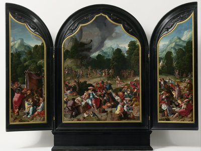 Uctívání zlatého telete, kolem roku 1530 od Lucas van Leyden