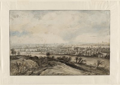 Panoramatická říční krajina s pollardovými vrbami od Lucas van Uden