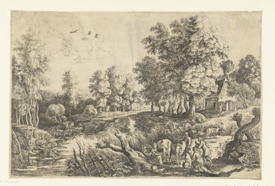 Farmáři s dobytkem u potoka od Lucas van Uden