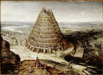 Babylonská věž (olej na panelu od Lucas van Valckenborch