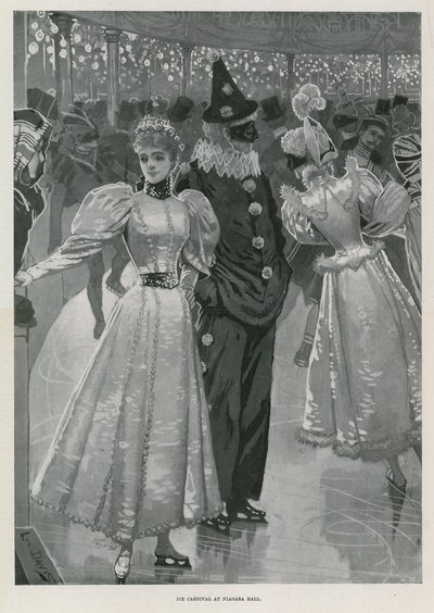 Ledový karneval v Niagara Hall, Westminster Londýn (litografie) od Lucien Davis