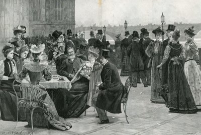 Dolní sněmovna: Čaj na terase (litografie) od Lucien Davis
