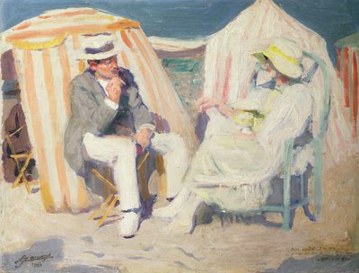 Rozhovor na pláži (olej na plátně) od Lucien Hector Jonas