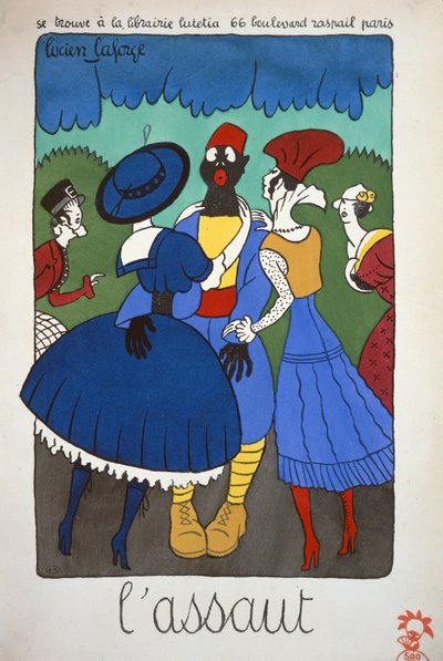 Voják na dovolené „napaden“ ženami. 1915 (barevné lito) od Lucien Laforge