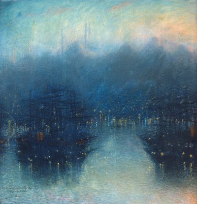 Konstantinopol (Přístavní večer) (pastel na papíře) od Lucien Levy-Dhurmer