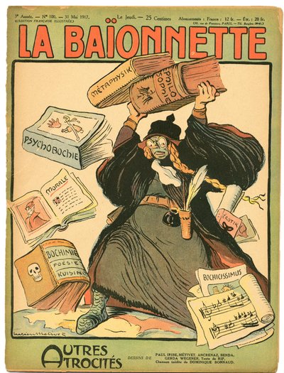 Obálka ""La Baionnette", satirické barvy od Lucien Metivet