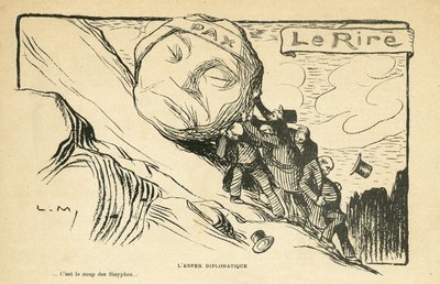Ilustrace v Le Rire, 28/12/12 - diplomatické peklo - válka 14-18 (rytina) od Lucien Metivet