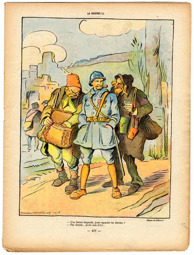 Bajonet, satirický v barvě od Lucien Metivet