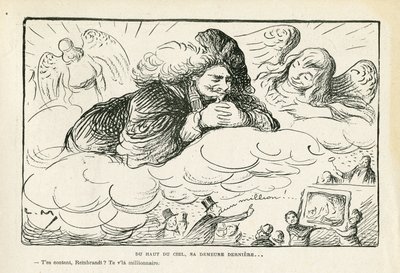 ilustrace v Le Rire, 21/06/13 - Z vrcholu oblohy, místo jeho posledního odpočinku (rytina) od Lucien Metivet