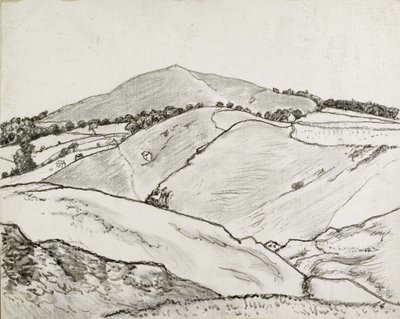 Cefn Bryn, 1933 (černá křída a olejová barva na plátně položeném na palubě) od Lucien Pissarro
