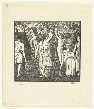 Z Wijnoogstu Dafnis a Chloe, Sklizeň Dafnis a Chloe (název série) od Lucien Pissarro