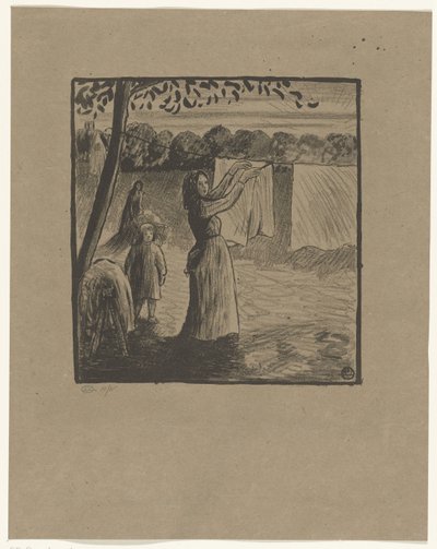 Věšení prádla od Lucien Pissarro