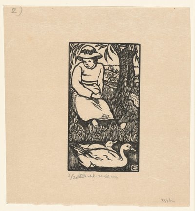 Dívka a dvě kachny La Fille au Canards od Lucien Pissarro