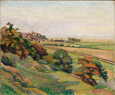 Žito z Cadboroughu, západ slunce od Lucien Pissarro