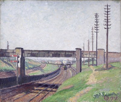 Železniční most Wells Farm, Acton od Lucien Pissarro