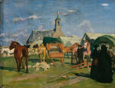 Zastávka / Pardon de Notre-Dame de bon voyage (Pointe du Raz), kolem 1913 (olej na plátně) od Lucien Simon