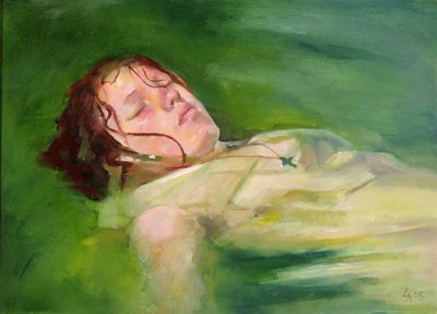 Dívka driftující, 2004 (olej na plátně) od Lucinda Arundell