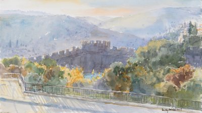Hills Beyond the City, Sunrise, Jerusalem, 2019 (bez papíru) od Lucy Willis