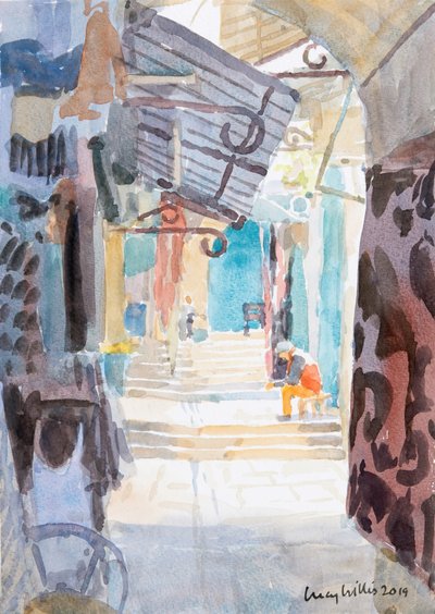 Market Steps, Starý Jeruzalém, 2019 (bez papíru) od Lucy Willis