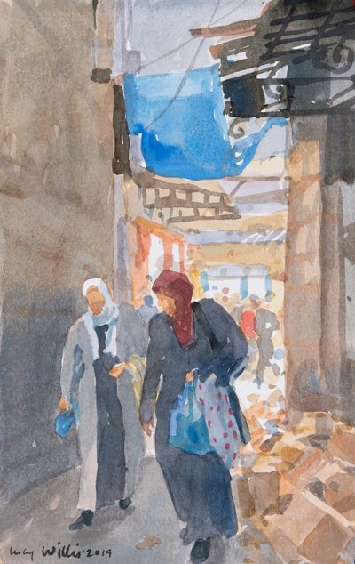 Modrá markýza u Damašské brány, Jeruzalém, 2019 (bez papíru) od Lucy Willis