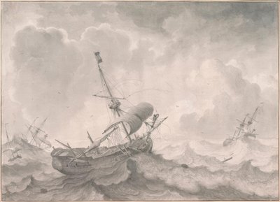 L.Backhuysen, lodě na rozbouřených mořích od Ludolf Backhuysen