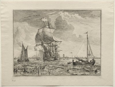 Námořní scéna s Amsterdamem v dálce, 1701. od Ludolf Backhuysen