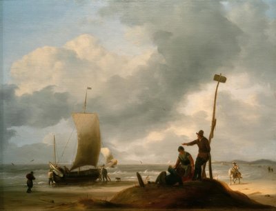 Pláž s rybářskými čluny od Ludolf Backhuysen