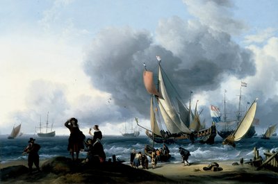 Nizozemci nastupují na jachtu od Ludolf Bakhuizen