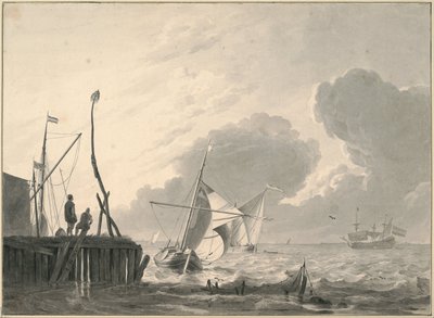 Přístav na moři za bouřky od Ludolf Bakhuizen
