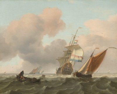 Rozbouřené moře s loděmi od Ludolf Bakhuysen