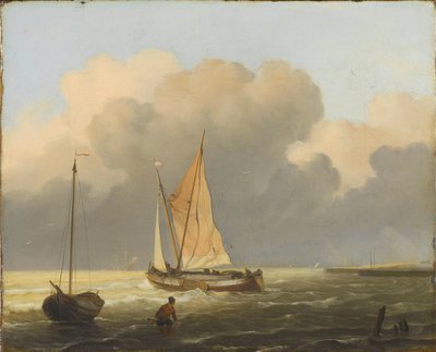 Moře u pobřeží se Spritsail Barge od Ludolf Bakhuysen