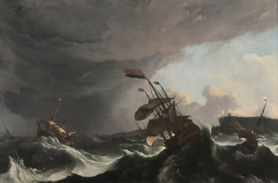 Válečné lodě v těžké bouři Válečné lodě v těžké bouři od Ludolf Bakhuysen