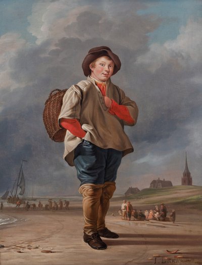Fisher Boy na pláži od Ludolf I Backhuysen