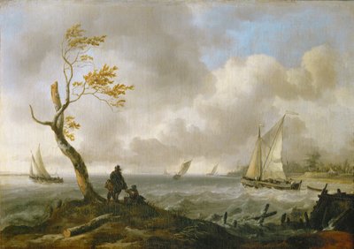 Rybářské lodě a pobřežní čluny za nepříznivého počasí ... od Ludolf I Backhuyzen