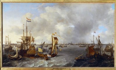 Amsterdamský přístav při pohledu od řeky Ijssel ... od Ludolf I Backhuyzen