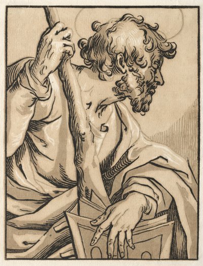 Kristus a apoštolové: Sv. Jidáš Tadeáš s klubem, 17. století. od Ludolph Büsinck