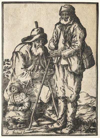 Dva žebráci a malomocné dítě. od Ludolph Büsinck
