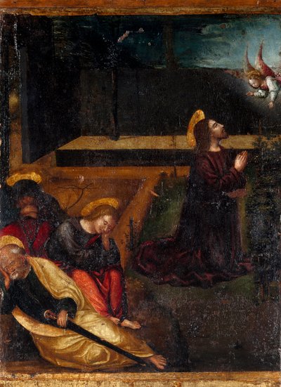Modlitba v zahradě olivovníků Série 15 tajemství růžence. Malba dřeva od Ludovica Brea (Louis Brea) (1450-1523) 1512-1513 Taggia, Museo del Convento di San Domenico, Itálie od Ludovico Brea