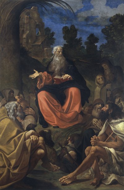 Svatý Antonín opat káže poustevníkům od Ludovico Carracci