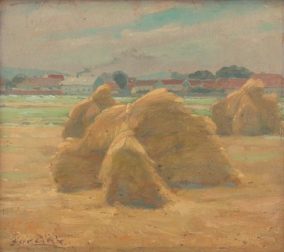 Sklizeň, cca 1910 (olej na palubě) od Ludovit Cordak