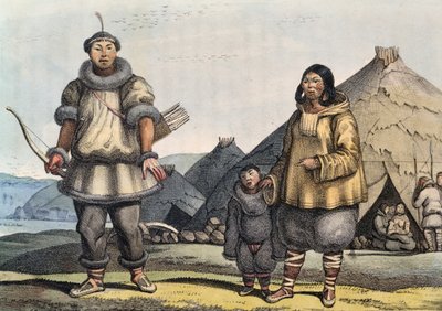 Čukotská rodina před chatrčí, Beringův průliv, Rusko od Ludwig (1795 1828) Choris