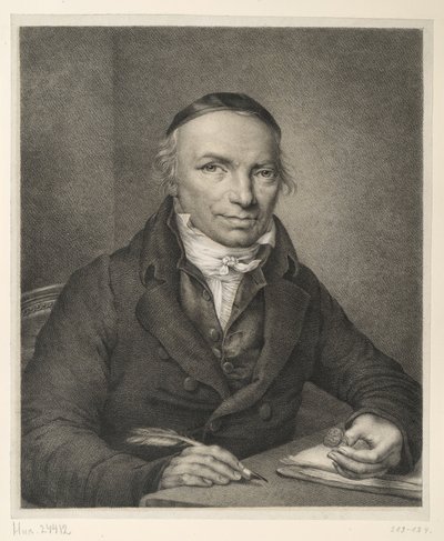 Johann Joachim Bellermann, poprsí u stolu, s pečetním prstenem v ruce od Ludwig Buchhorn