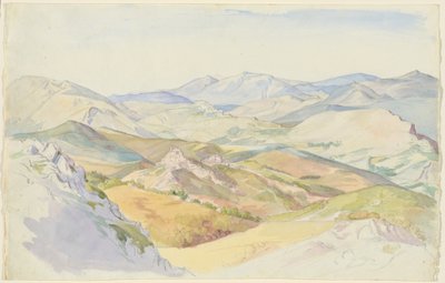 Sabine Hills a Rocca Santo Stefano při pohledu z Civitella od Ludwig Deurer