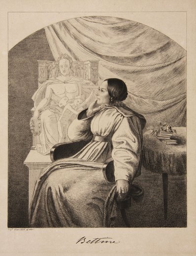 Portrét spisovatelky Bettine von Arnim 1785-1859, rozené Brentano, 1838. od Ludwig Emil Grimm