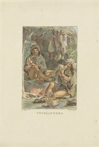 Obyvatelé Firelandu Fuegians (titul na objektu) od Ludwig Gottlieb Portman