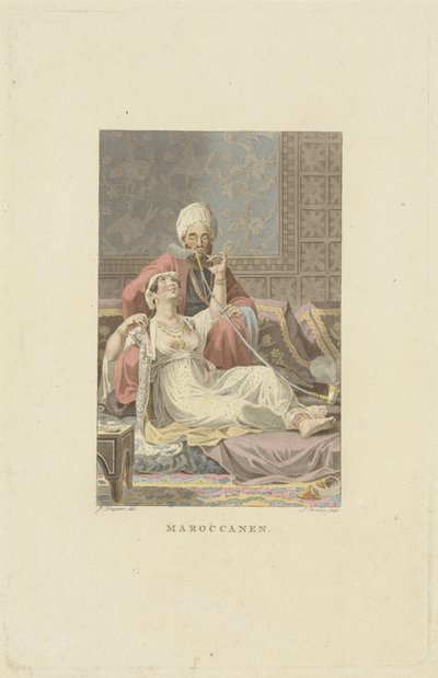 Marocký pár v čajovně Maročané (název na objektu) od Ludwig Gottlieb Portman