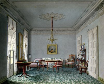 Interiér salonu v paláci ve Stuttgartu, Württembersko (wc na papíře) od Ludwig Holthausen