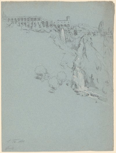 Vodopád v Tivoli s vilou Maecenas od Ludwig Thiersch